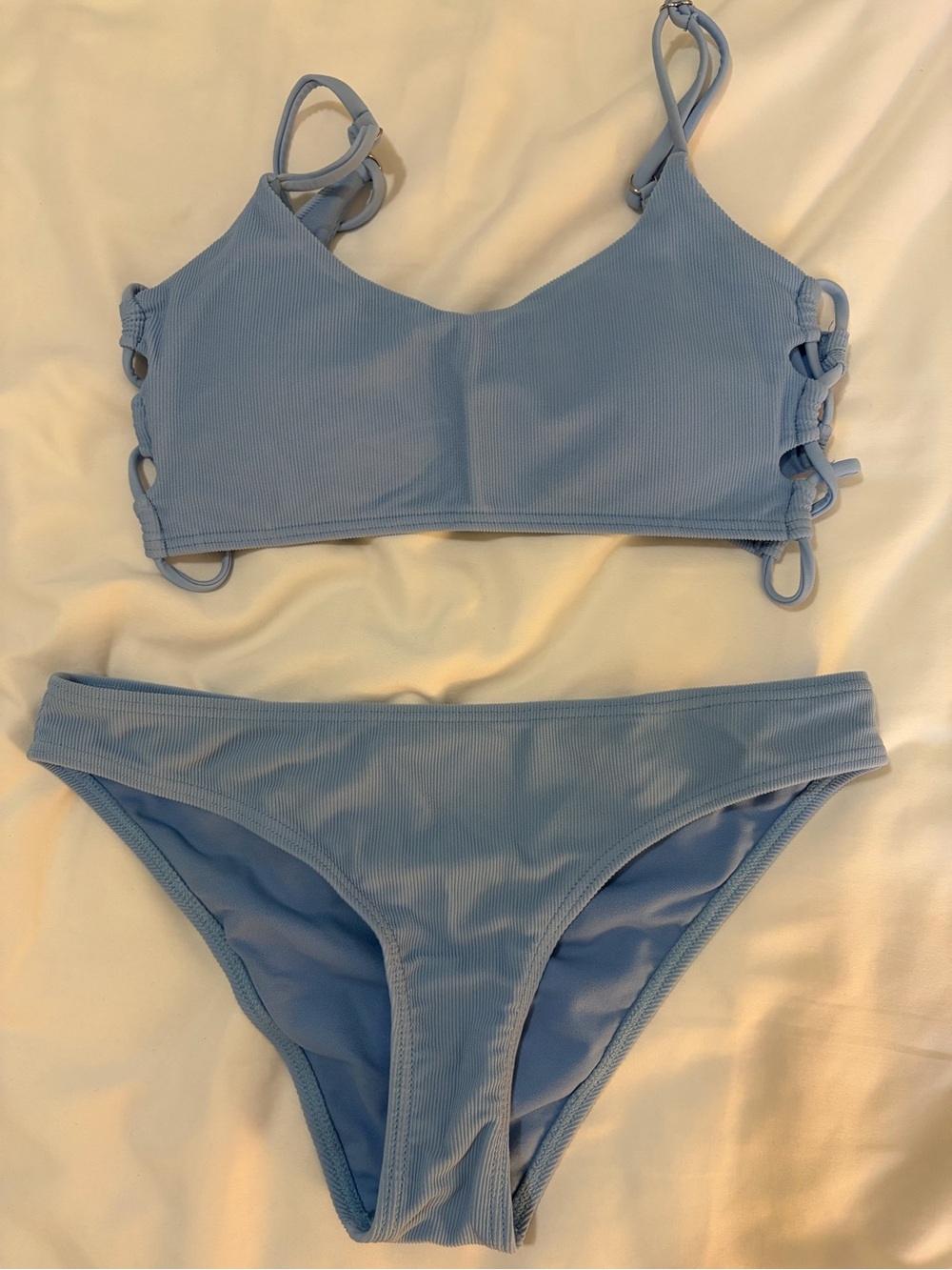 Damsel In A Dress Light Blue Ribbed Two-Piece Bikini